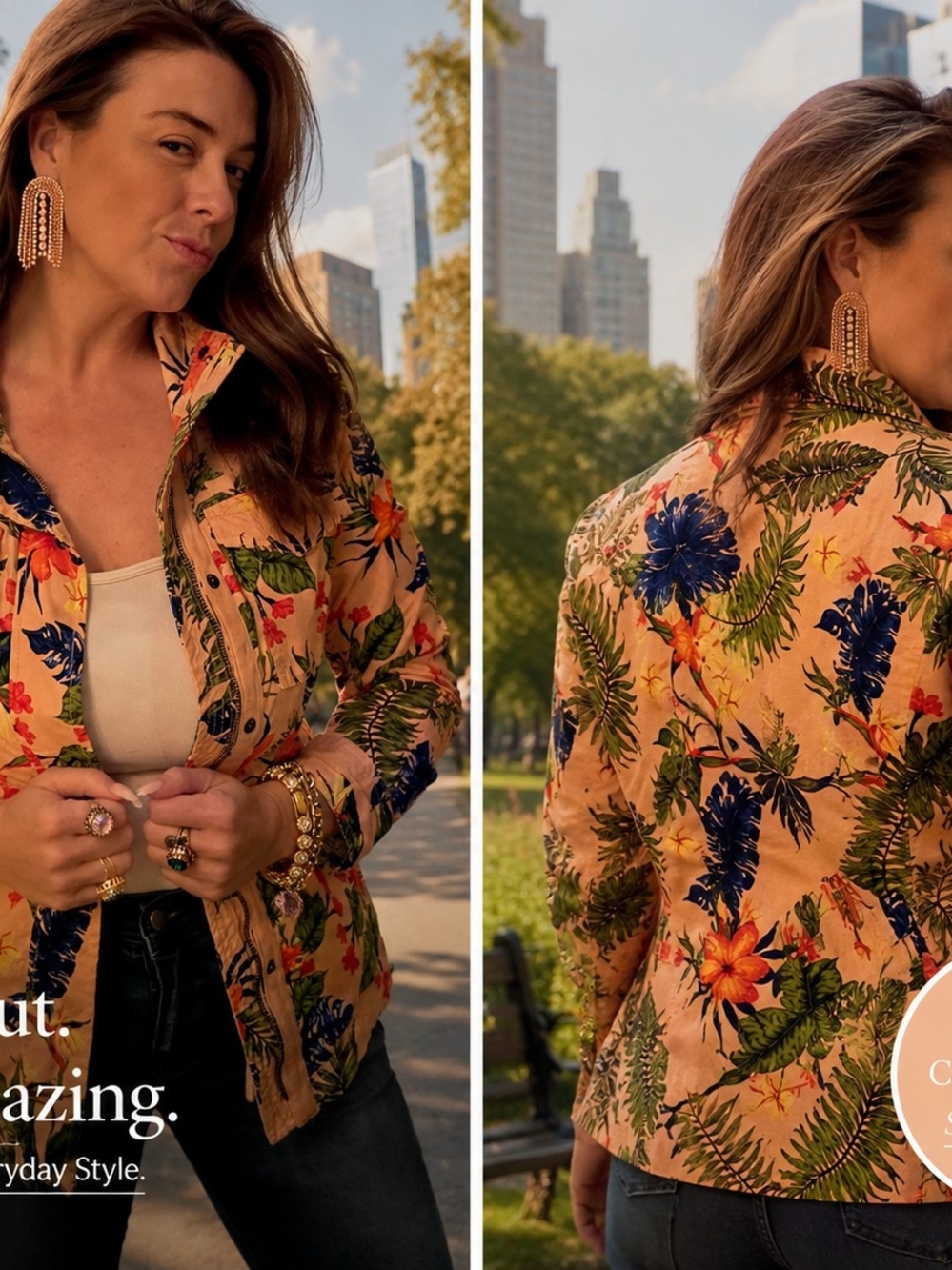 Peach & Floral Layering Jacket